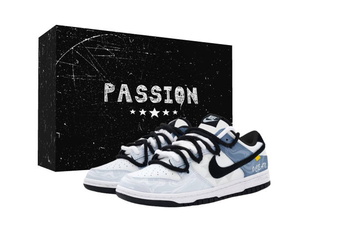 Nike Nike Dunk Wave Mist Low top Skateboard Shoes Unisex Black White Light Blue