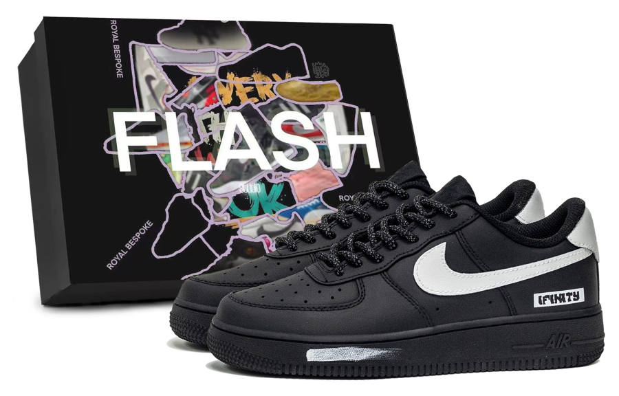 Nike Nike Air Force 1 Top Secret Space, Box Included Low top Skateboard Shoes Unisex Silver Black