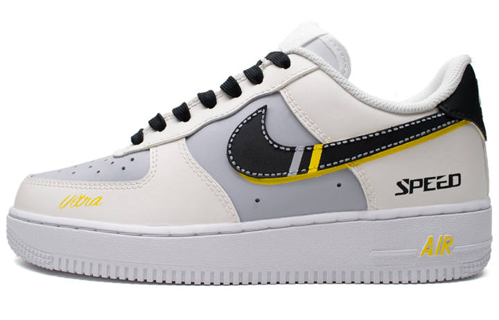 Nike Nike Air Force 1 Abrasion Resistant Low top Skateboard Shoes Unisex Black White Yellow