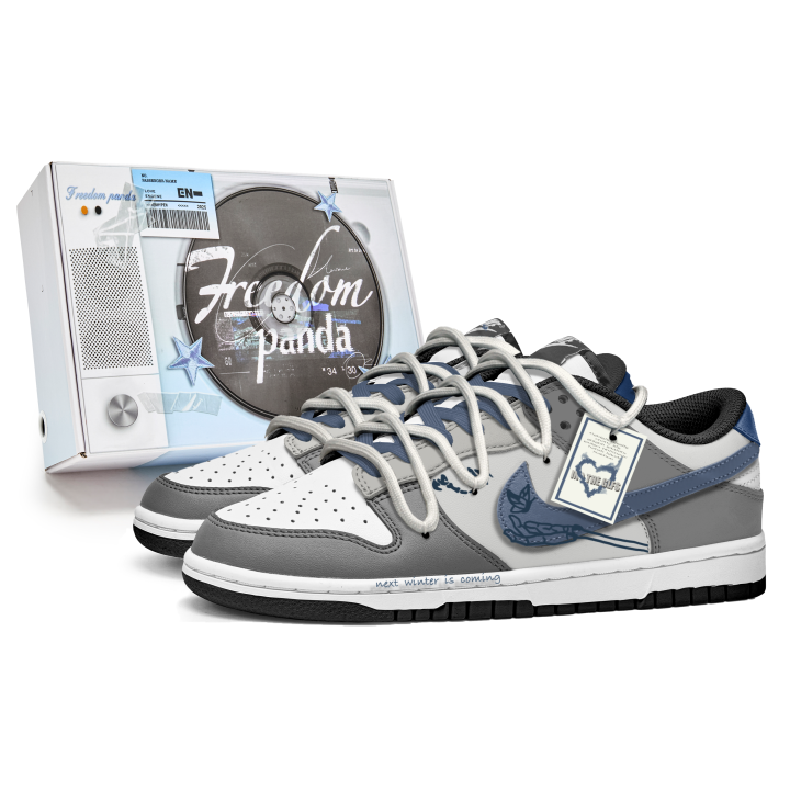 Nike Nike Dunk Freedom Panda, Box, Ancient Claw Slip Resistant Abrasion Resistant Low top Skateboard Shoes Unisex Blue White