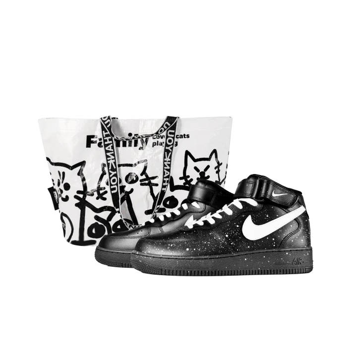 Nike Nike Air Force 1 Mid Slip Resistant Abrasion Resistant Mid top Skateboard Shoes Unisex Black White