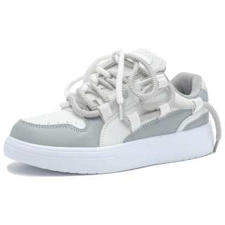 MINGXIANG Cushioning Lightweight Breathable Low top Skateboard Shoes Unisex White Gray
