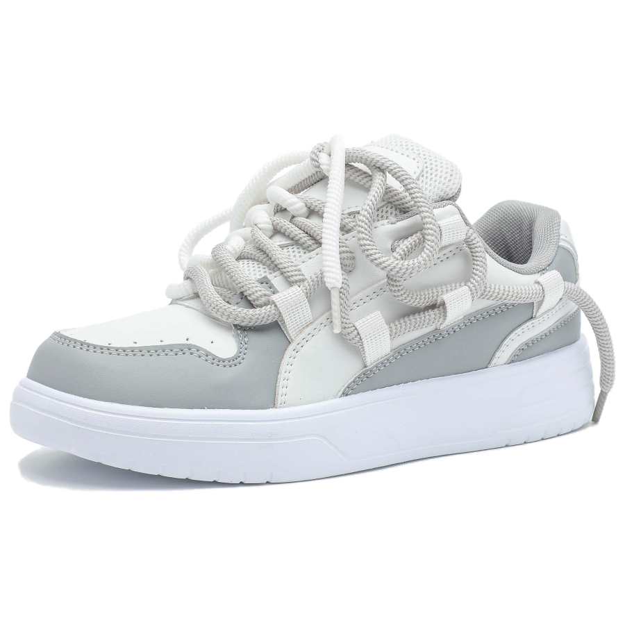 MINGXIANG Cushioning Lightweight Breathable Low top Skateboard Shoes Unisex White Gray