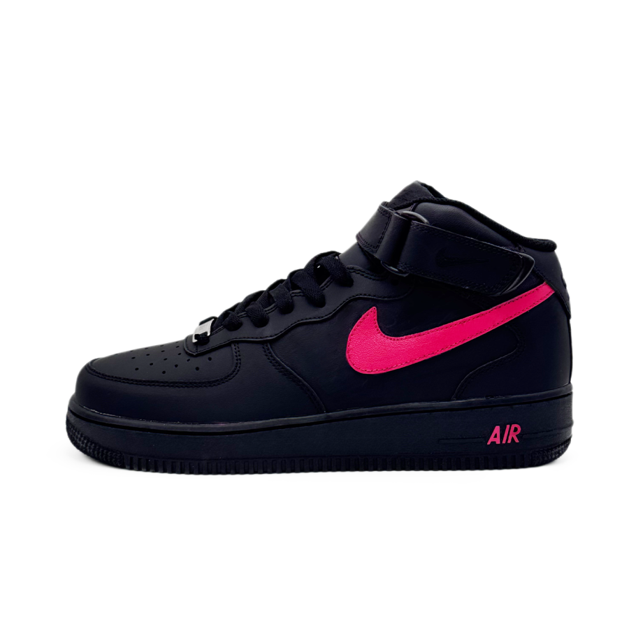 Nike Nike Air Force 1 Red Flame Black Rider Versatile High top Skateboard Shoes Unisex Black