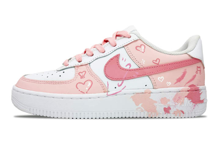 Nike Nike Air Force 1 Slip Resistant Cushioning Abrasion Resistant Low top Skateboard Shoes GS Pink White