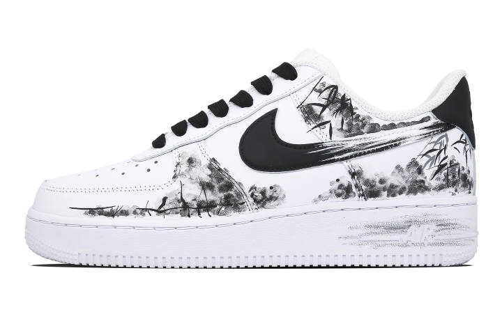 Nike Nike Air Force 1 Low top Skateboard Shoes Men's Black White Gray