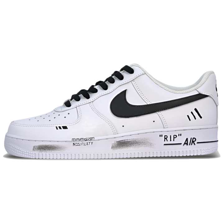 Nike Nike Air Force 1 Ink Stain Old Shadow Abrasion Resistant Low top Skateboard Shoes Unisex Black White