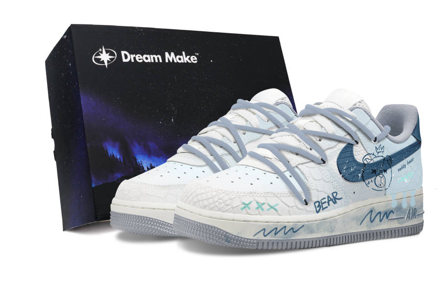 Nike Nike Air Force 1 Slip Resistant Cushioning Abrasion Resistant Low top Skateboard Shoes Women's Sky Blue