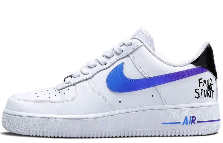 Nike Nike Air Force 1 Wear resistant And Lightweight Low top Skateboard Shoes Unisex White Blue
