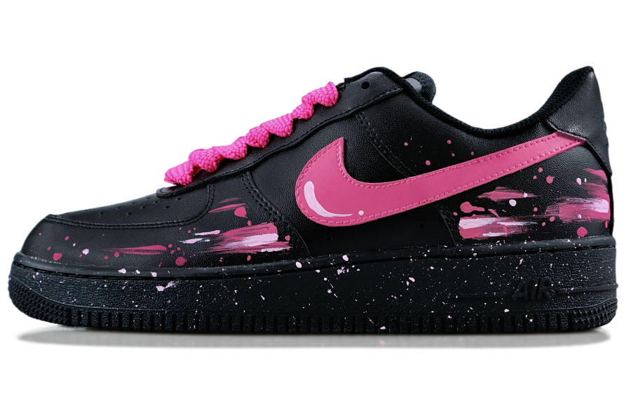 Nike Nike Air Force 1 Villainous Night Rose Leather Abrasion Resistant Low top Skateboard Shoes Unisex Bright Pink