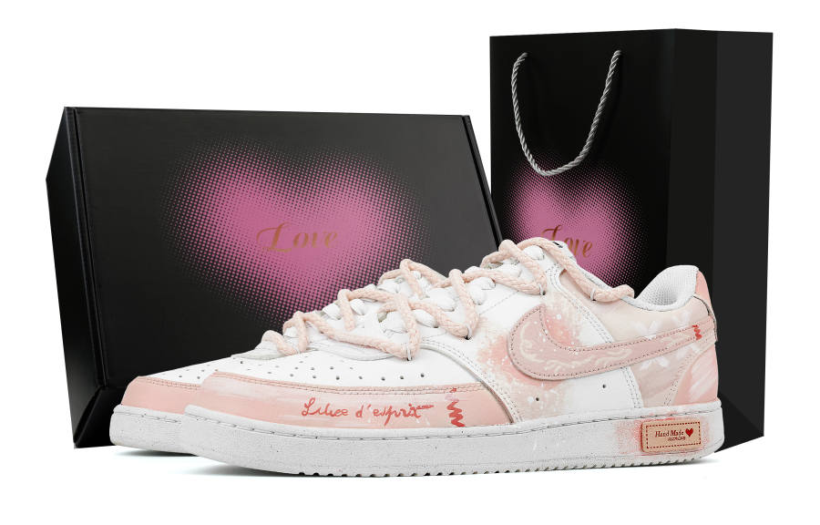Nike Nike Court Vision 1 Cherry Pink Story Heart Box Slip Resistant Abrasion Resistant Low top Skateboard Shoes Men's