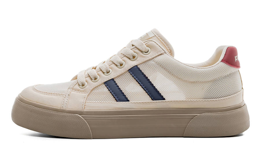 RENBEN Low top Skateboard Shoes Unisex Beige Blue