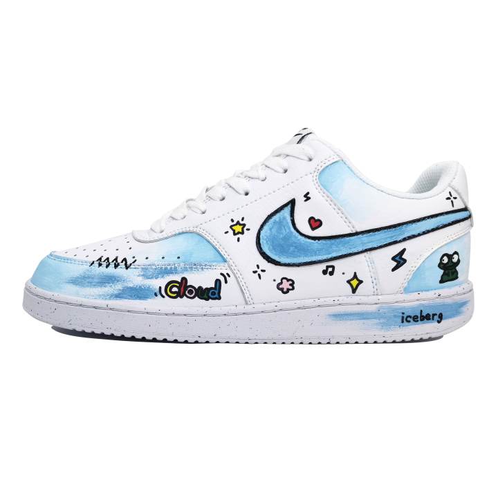 Nike Nike Court Vision 1 World Of Innocence Abrasion Resistant Low top Skateboard Shoes Unisex White Blue