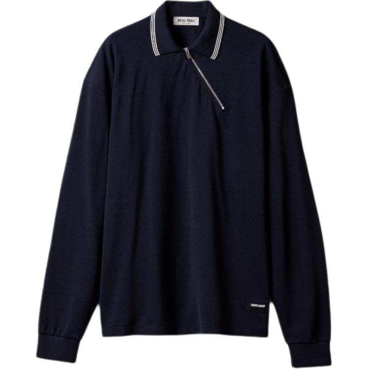 Miu Miu Zip-Detailed Long-Sleeved Polo Shirt