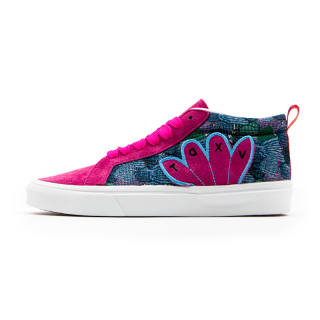 VXDT Skateboard Shoes Unisex Mid Top Dragon Fruit Powder/Camouflage Blue