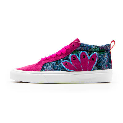 VXDT Skateboard Shoes Unisex Mid Top Dragon Fruit Powder/Camouflage Blue