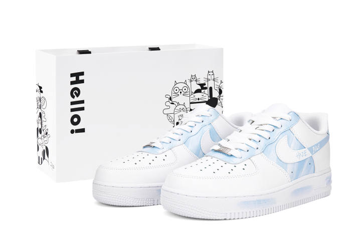 Nike Nike Air Force 1 Leather Slip Resistant, Abrasion Resistant, Lightweight Low top Skateboard Shoes Men's Blue White
