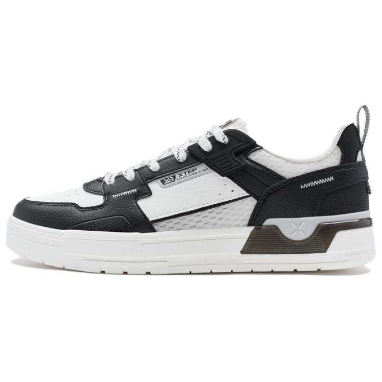 XTEP Fission Abrasion Resistant Abrasion Resistant Low top Skateboard Shoes Men's Black White