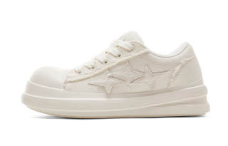 VEIDOORN Cushioning Abrasion Resistant Breathable Low top Skateboard Shoes Unisex White