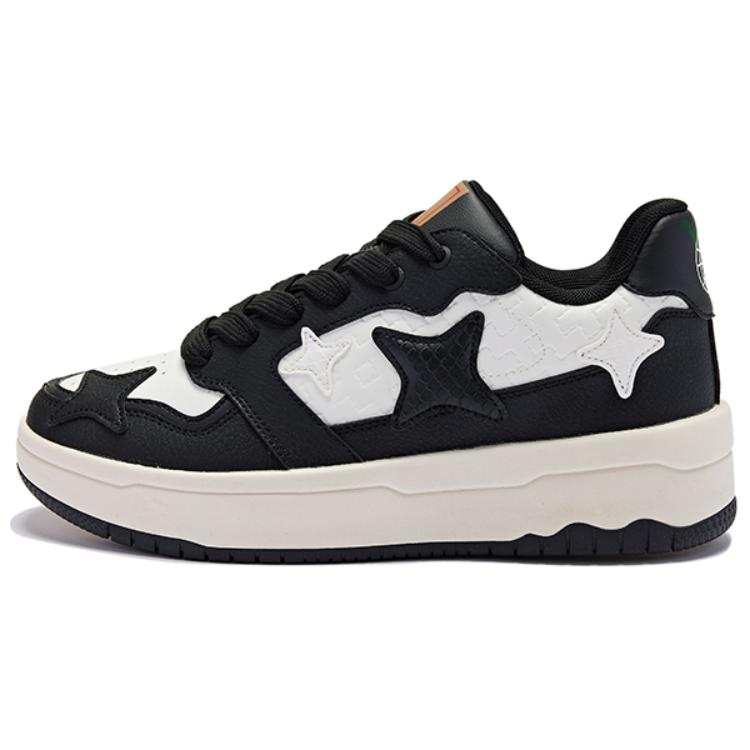 QIAODAN Slip Resistant Cushioning Low top Skateboard Shoes Women's Black White