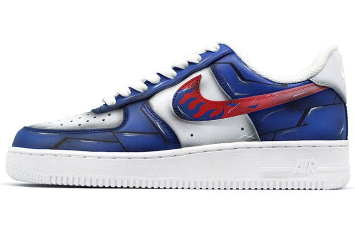 Nike Nike Air Force 1 Air Force 1 Slip Resistant Abrasion Resistant Low top Skateboard Shoes Men's Blue Red