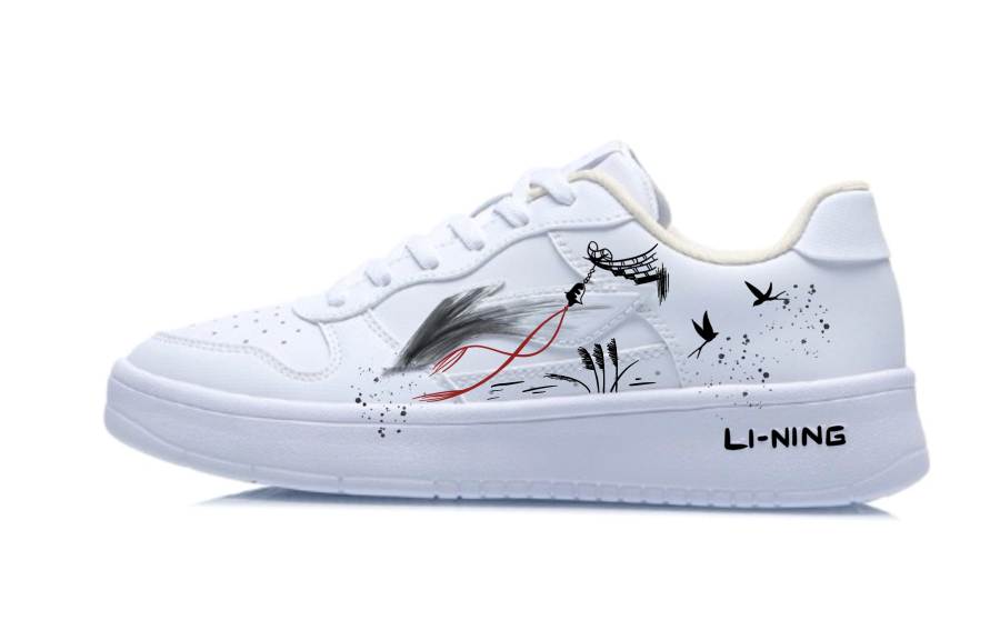 Li-Ning Li Ning Slip Resistant, Abrasion Resistant, Breathable Low top Skateboard Shoes Women's Black White
