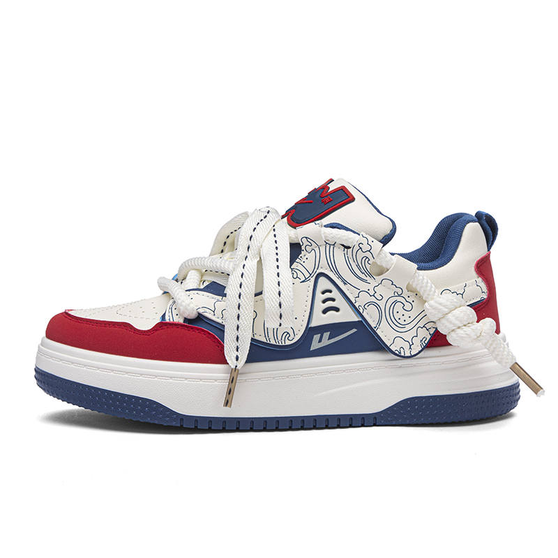 Warrior Abrasion Resistant Height Increasing Slip Resistant Low top Skateboard Shoes Unisex Beige Blue Red