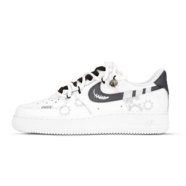 Nike Nike Air Force 1 Gears Cycle Slip Resistant Abrasion Resistant Low top Skateboard Shoes Unisex Light Gray