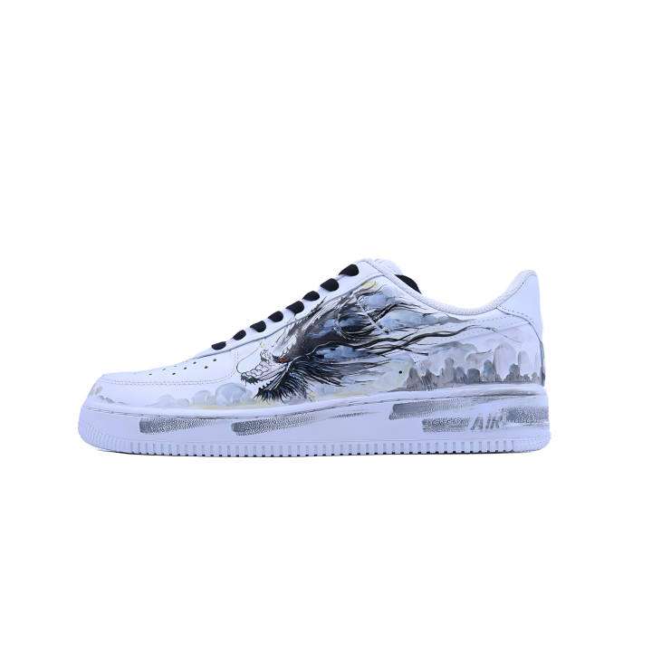 Nike Nike Air Force 1 Singularity, Soaring Giant Dragon Slip Resistant Low top Skateboard Shoes Unisex Black White