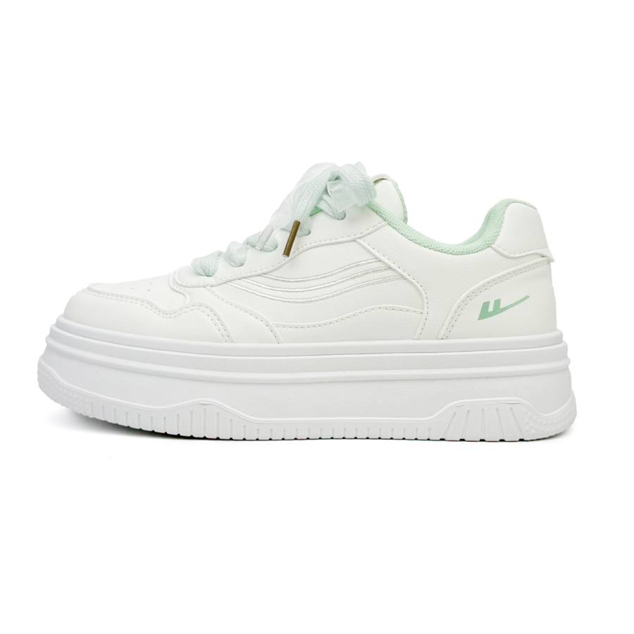 Warrior Niche Original Design, Platform Shiro Shoes Low top Skateboard Shoes Women's White Green