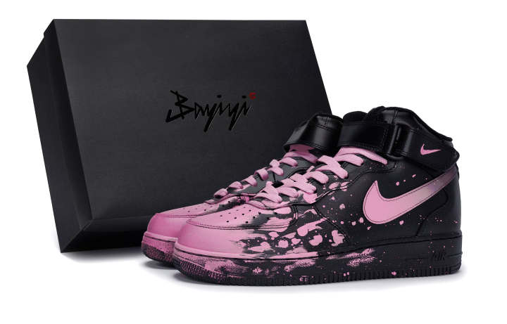 Nike Nike Air Force 1 Coverage Slip Resistant Mid top Skateboard Shoes Unisex Black Pink