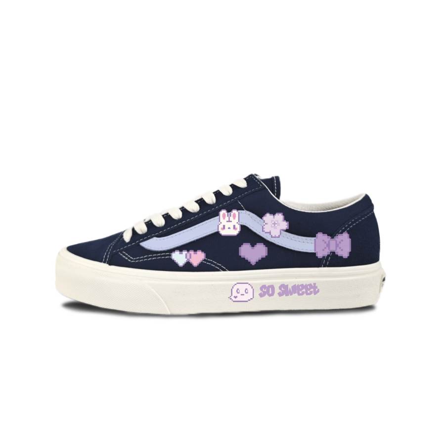 Vans Style 36 Suede Slip Resistant Abrasion Resistant Low top Skateboard Shoes Unisex Black Purple