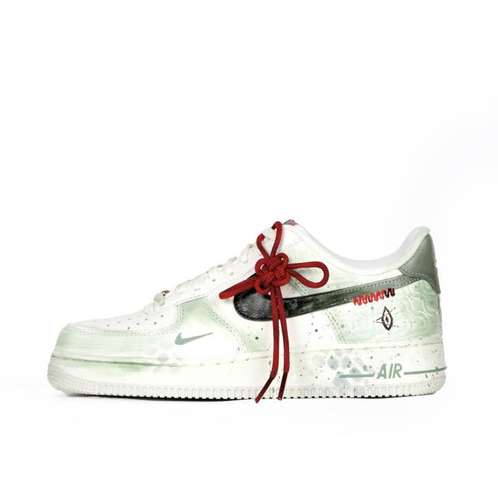Nike Nike Air Force 1 Abrasion Resistant Low top Skateboard Shoes Unisex White Green