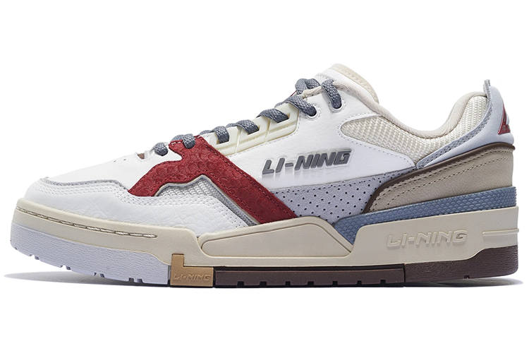 Li-Ning Li Ning Comfortable Slip Resistant Cushioning Abrasion Resistant Low top Skateboard Shoes Men's White Gray Red