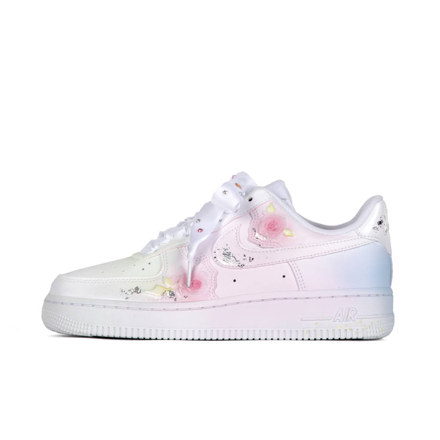 Nike Nike Air Force 1 Slip Resistant Abrasion Resistant Low top Skateboard Shoes Women's White Pink