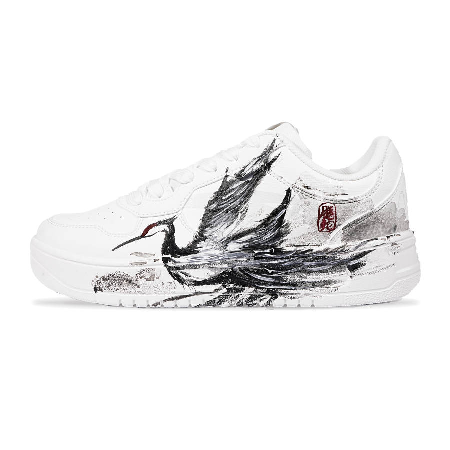 Anta Easy Slip Resistant Cushioning Abrasion Resistant Low top Skateboard Shoes Unisex White Black