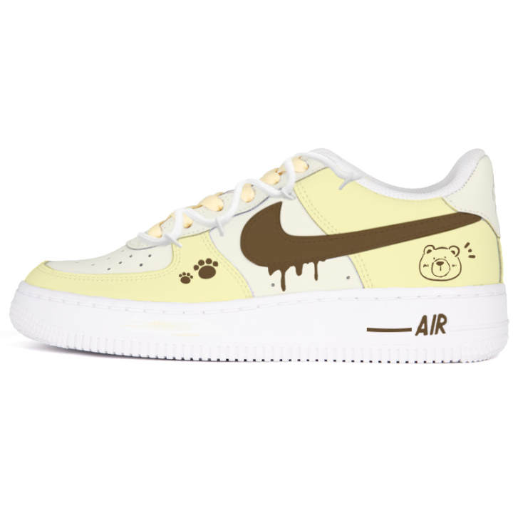 Nike Nike Air Force 1 Air Force 1, Butter Bear Minimalist Style Abrasion Resistant Low top Skateboard Shoes Unisex