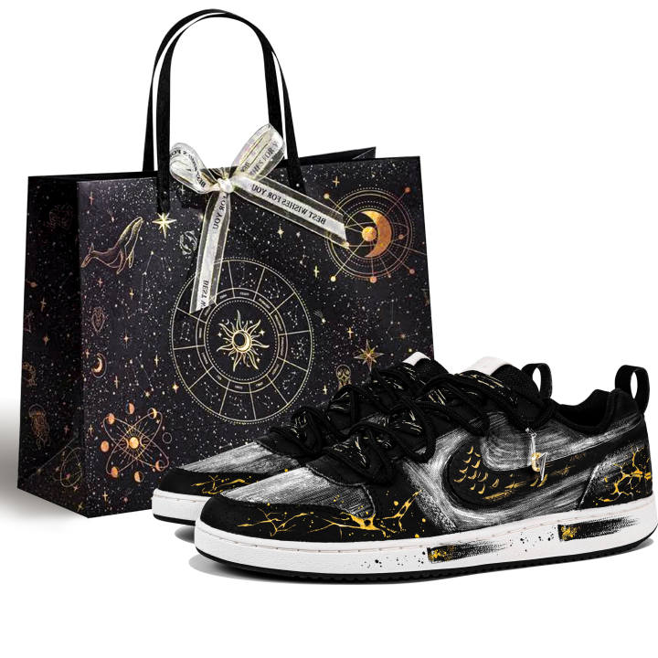 Nike Nike Court Borough Low Prem Obsidian Wand, Special Shoe Box, Sun God, Gilded Gold Foil, Leather, Commute