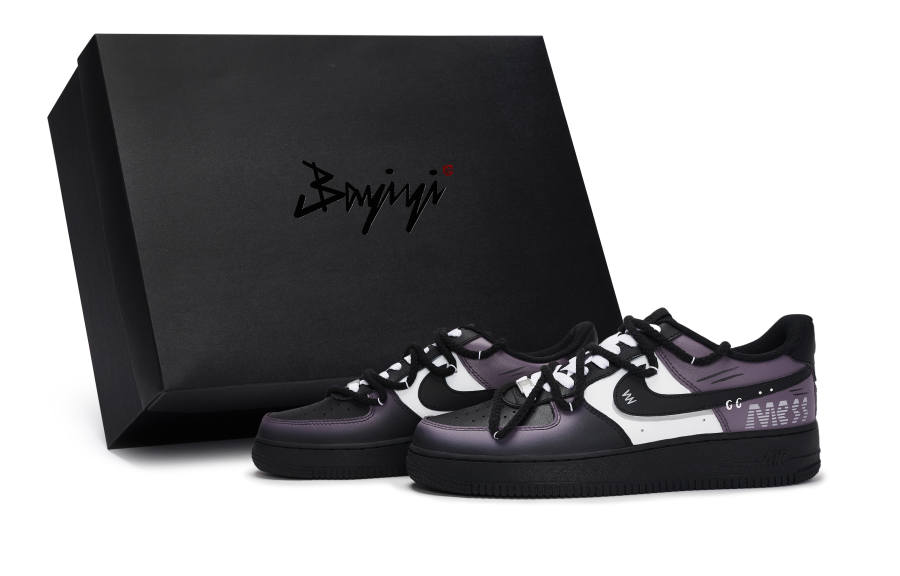 Nike Nike Air Force 1 Low top Skateboard Shoes Unisex Black White Purple