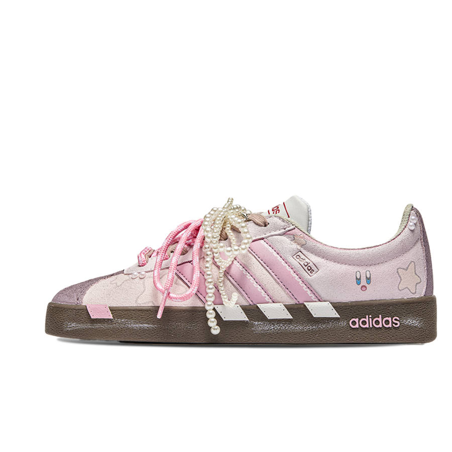 Adidas Neo VL Court 2.0 Da Vinci, Kirby Slip Resistant Abrasion Resistant Low top Skateboard Shoes Unisex Pink Brown