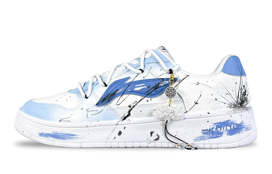 Li-Ning Li Ning Floating Boat Slip Resistant Abrasion Resistant Low top Skateboard Shoes Men's White Blue