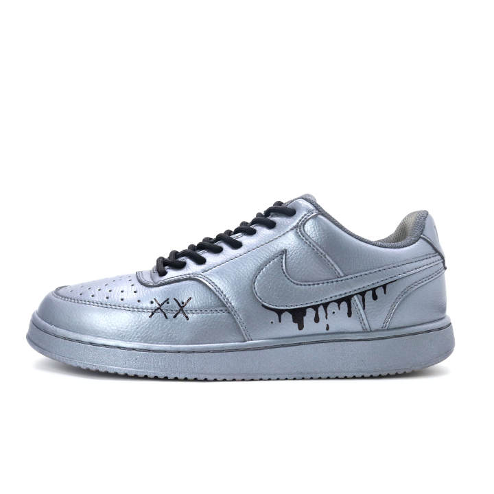 Nike Nike Court Vision 1 Ink Silver Breeze Abrasion Resistant Abrasion Resistant Low top Skateboard Shoes Men's Silver Black