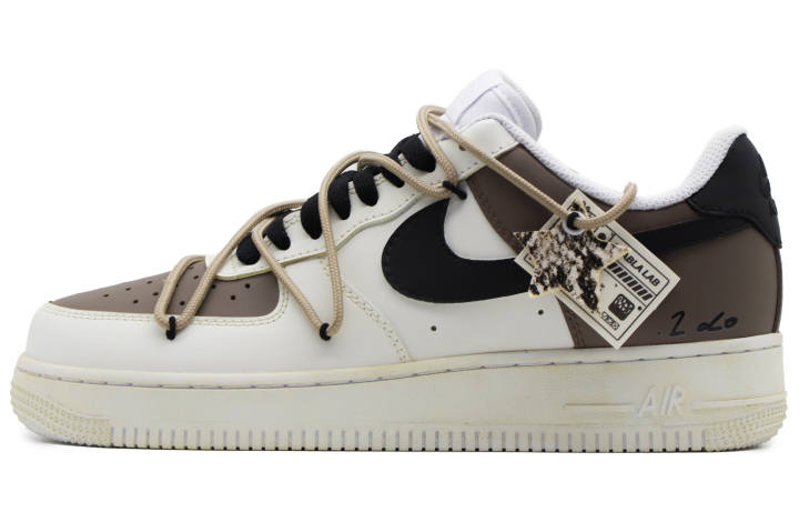 Nike Nike Air Force 1 Slip Resistant Abrasion Resistant Low top Skateboard Shoes Men's Black Brown