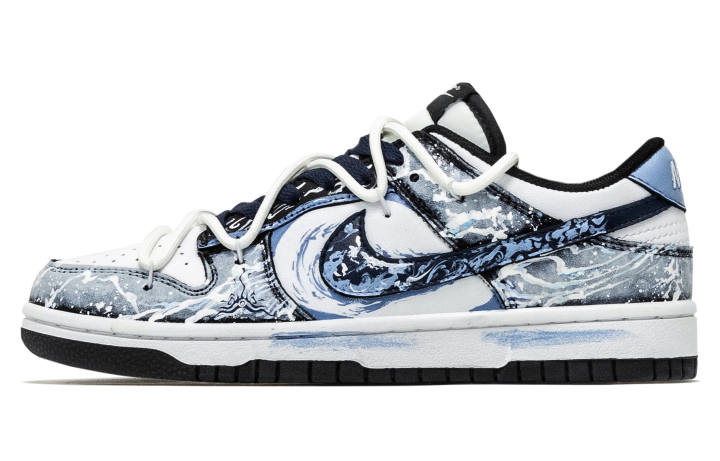 Nike Nike Dunk Six Eight, Water Flow, Five Elements Leather Abrasion Resistant Low top Skateboard Shoes Unisex White Blue