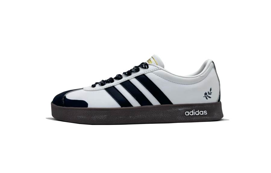 Adidas Adidas Vl Court Classic Dark Night Black Leaf Abrasion Resistant Low top Skateboard Shoes Unisex