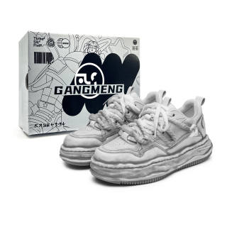 GANGMENG Non Slip And Waterproof Breathable Low top Skateboard Shoes Unisex Distressed White