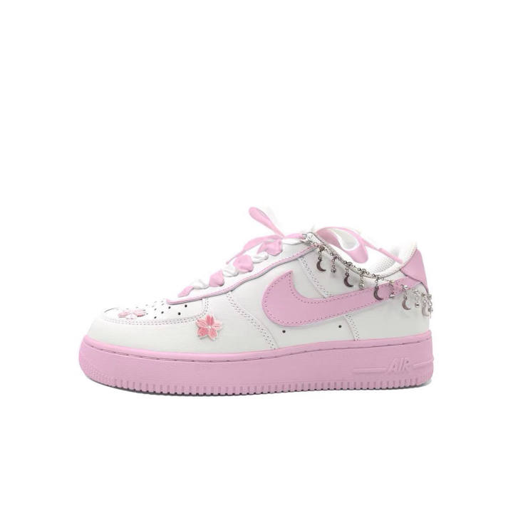Nike Nike Air Force 1 Slip Resistant Abrasion Resistant Low top Skateboard Shoes Unisex Pink