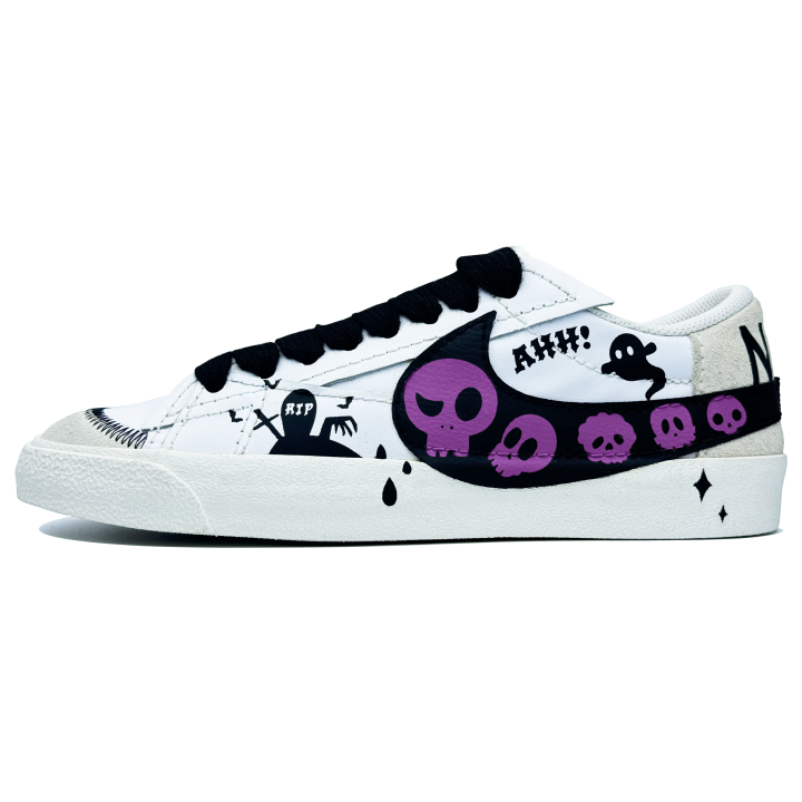 Nike Nike Blazer Slip Resistant, Abrasion Resistant, Lightweight Low top Skateboard Shoes Women's Black White Purple