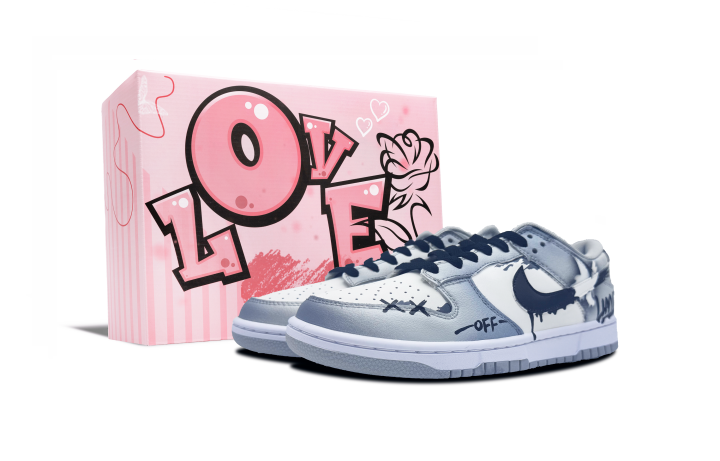 Nike Nike Dunk Off White Pigeon Graffiti Pink Box Abrasion Resistant Abrasion Resistant Low top Skateboard Shoes Unisex Gray
