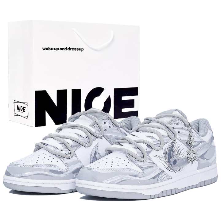 Nike Nike Dunk Abrasion Resistant Low top Skateboard Shoes Unisex Silver Gray